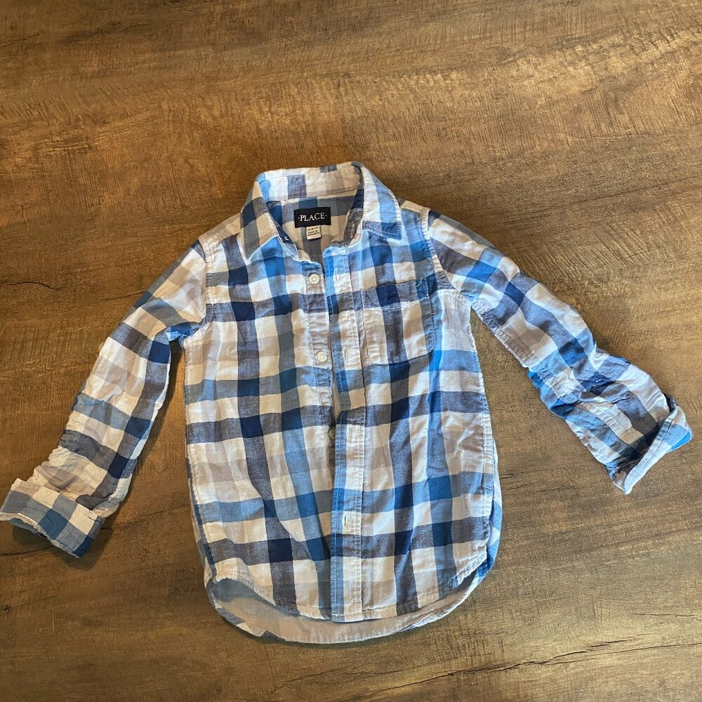 The Children's Place Boys' Long Sleeve Flannel Button Up Shirt Size Small (5/6)